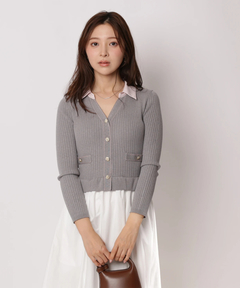 Apuweiser-riche(アプワイザー・リッシェ) |配色ステッチカーデドッキングワンピース