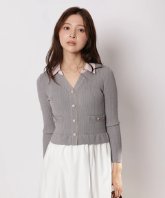 Apuweiser-riche(アプワイザー・リッシェ) |配色ステッチカーデドッキングワンピース