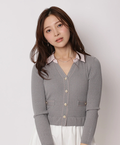 Apuweiser-riche(アプワイザー・リッシェ) |配色ステッチカーデドッキングワンピース