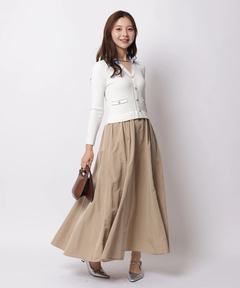 Apuweiser-riche(アプワイザー・リッシェ) |配色ステッチカーデドッキングワンピース