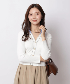 Apuweiser-riche(アプワイザー・リッシェ) |配色ステッチカーデドッキングワンピース