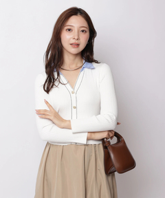 Apuweiser-riche(アプワイザー・リッシェ) |配色ステッチカーデドッキングワンピース