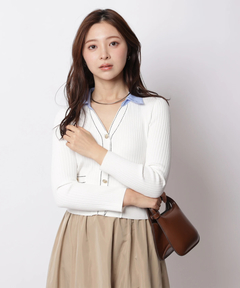 Apuweiser-riche(アプワイザー・リッシェ) |配色ステッチカーデドッキングワンピース