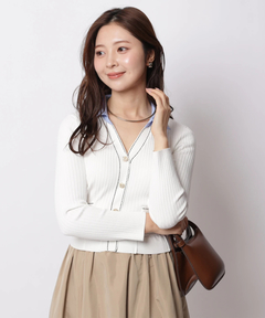 Apuweiser-riche(アプワイザー・リッシェ) |配色ステッチカーデドッキングワンピース