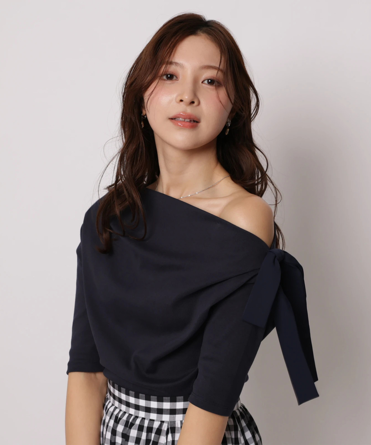 アシメリボンドレープカットソー | Tシャツ・カットソー | Apuweiser