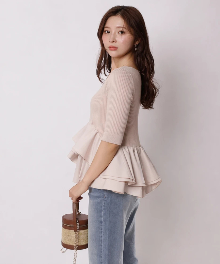 裾ひらりん5分袖リブニット | ニット | Apuweiser-riche（アプワイザー