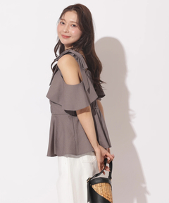 Apuweiser-riche(アプワイザー・リッシェ) |[SETUP対応]ショルダーリボンぺプラムトップス