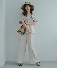 Apuweiser-riche(アプワイザー・リッシェ) |[SETUP対応]ショルダーリボンぺプラムトップス