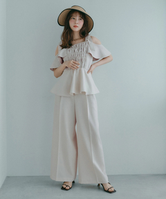 Apuweiser-riche(アプワイザー・リッシェ) |[SETUP対応]ショルダーリボンぺプラムトップス