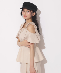 Apuweiser-riche(アプワイザー・リッシェ) |[SETUP対応]ショルダーリボンぺプラムトップス