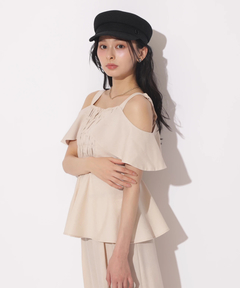 Apuweiser-riche(アプワイザー・リッシェ) |[SETUP対応]ショルダーリボンぺプラムトップス