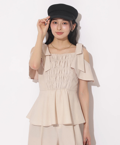 Apuweiser-riche(アプワイザー・リッシェ) |[SETUP対応]ショルダーリボンぺプラムトップス