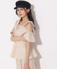 Apuweiser-riche(アプワイザー・リッシェ) |[SETUP対応]ショルダーリボンぺプラムトップス