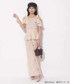 Apuweiser-riche(アプワイザー・リッシェ) |[SETUP対応]ショルダーリボンぺプラムトップス