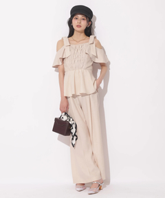 Apuweiser-riche(アプワイザー・リッシェ) |[SETUP対応]ショルダーリボンぺプラムトップス