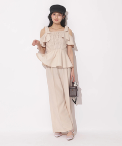 Apuweiser-riche(アプワイザー・リッシェ) |[SETUP対応]ショルダーリボンぺプラムトップス