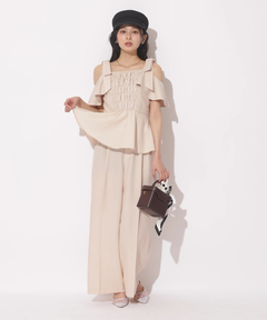 Apuweiser-riche(アプワイザー・リッシェ) |[SETUP対応]ショルダーリボンぺプラムトップス