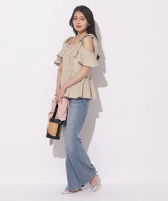 Apuweiser-riche(アプワイザー・リッシェ) |[SETUP対応]ショルダーリボンぺプラムトップス