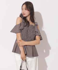 Apuweiser-riche(アプワイザー・リッシェ) |[SETUP対応]ショルダーリボンぺプラムトップス