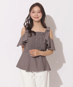 Apuweiser-riche(アプワイザー・リッシェ) |[SETUP対応]ショルダーリボンぺプラムトップス