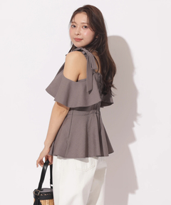 Apuweiser-riche(アプワイザー・リッシェ) |[SETUP対応]ショルダーリボンぺプラムトップス