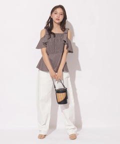 Apuweiser-riche(アプワイザー・リッシェ) |[SETUP対応]ショルダーリボンぺプラムトップス