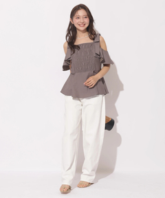 Apuweiser-riche(アプワイザー・リッシェ) |[SETUP対応]ショルダーリボンぺプラムトップス