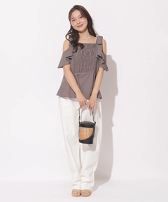 Apuweiser-riche(アプワイザー・リッシェ) |[SETUP対応]ショルダーリボンぺプラムトップス