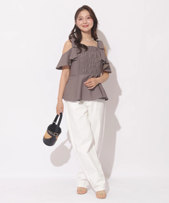 Apuweiser-riche(アプワイザー・リッシェ) |[SETUP対応]ショルダーリボンぺプラムトップス