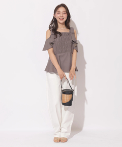 Apuweiser-riche(アプワイザー・リッシェ) |[SETUP対応]ショルダーリボンぺプラムトップス