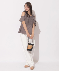 Apuweiser-riche(アプワイザー・リッシェ) |[SETUP対応]ショルダーリボンぺプラムトップス