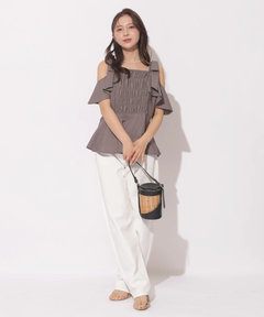 Apuweiser-riche(アプワイザー・リッシェ) |[SETUP対応]ショルダーリボンぺプラムトップス