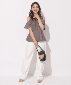 Apuweiser-riche(アプワイザー・リッシェ) |[SETUP対応]ショルダーリボンぺプラムトップス