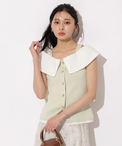 タグ付き新品♡アプワイザーリッシェ♡カットワークニット デコルテエンブロイダリー5分袖ニット（ニット/セーター）｜Apuweiser