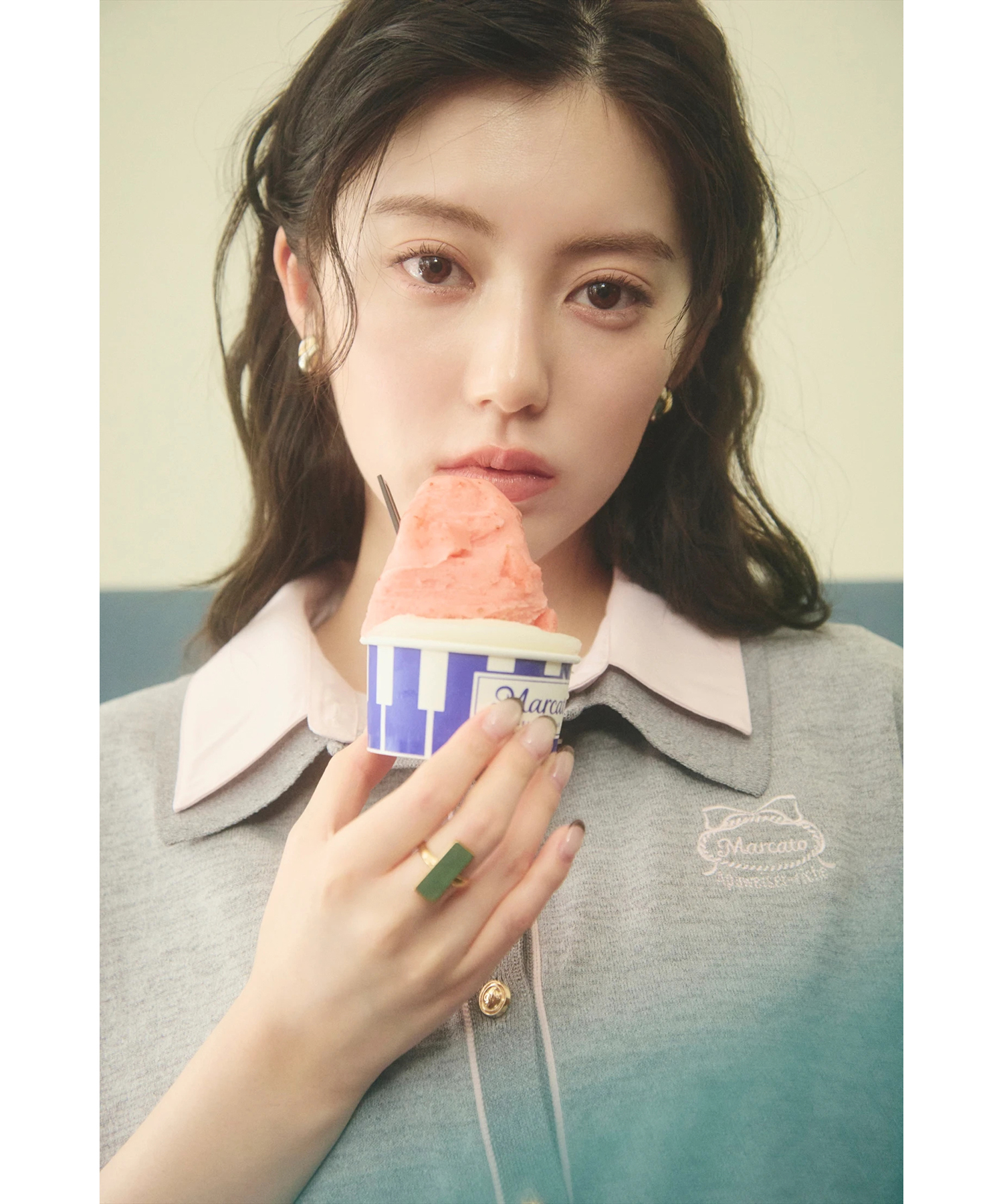 GELATERIABAR Marcatoコラボ〉シャツレイヤード配色ニット | ニット