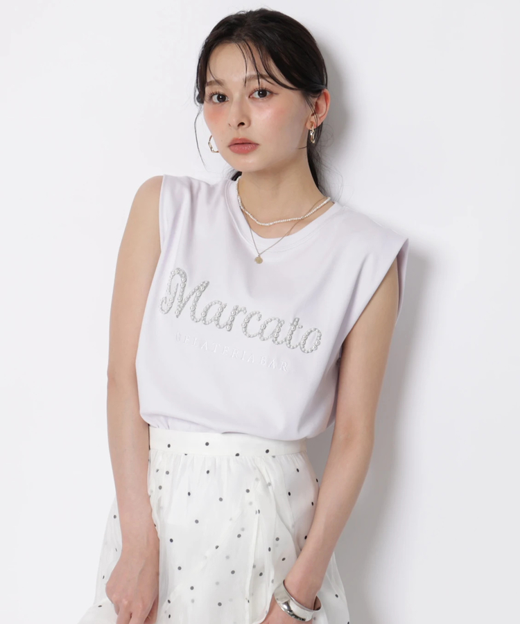 アプワイザーリッシェ マルカートコラボ パールロゴ刺繍カットソー GELATERIABAR Marcatoコラボ〉《名古屋高島屋限定》パールロゴ刺繍