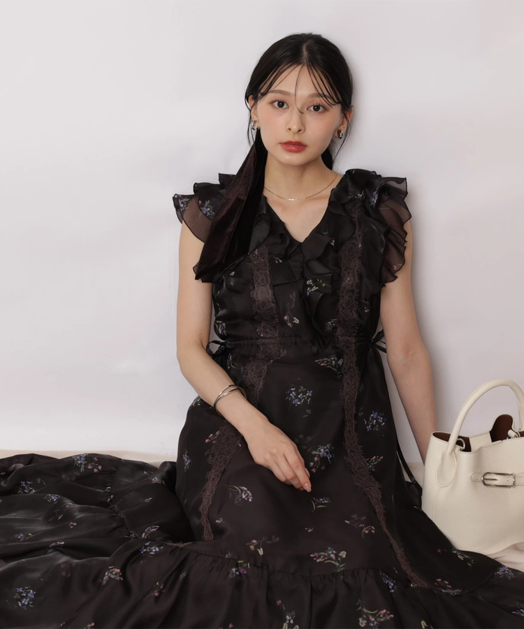 WEB LIMITED]レースラインフラワープリントワンピース | ワンピース