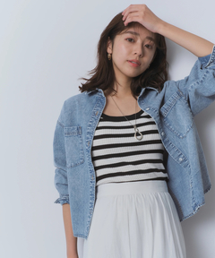 JUSGLITTY(ジャスグリッティー) |クロップドデニムシャツ