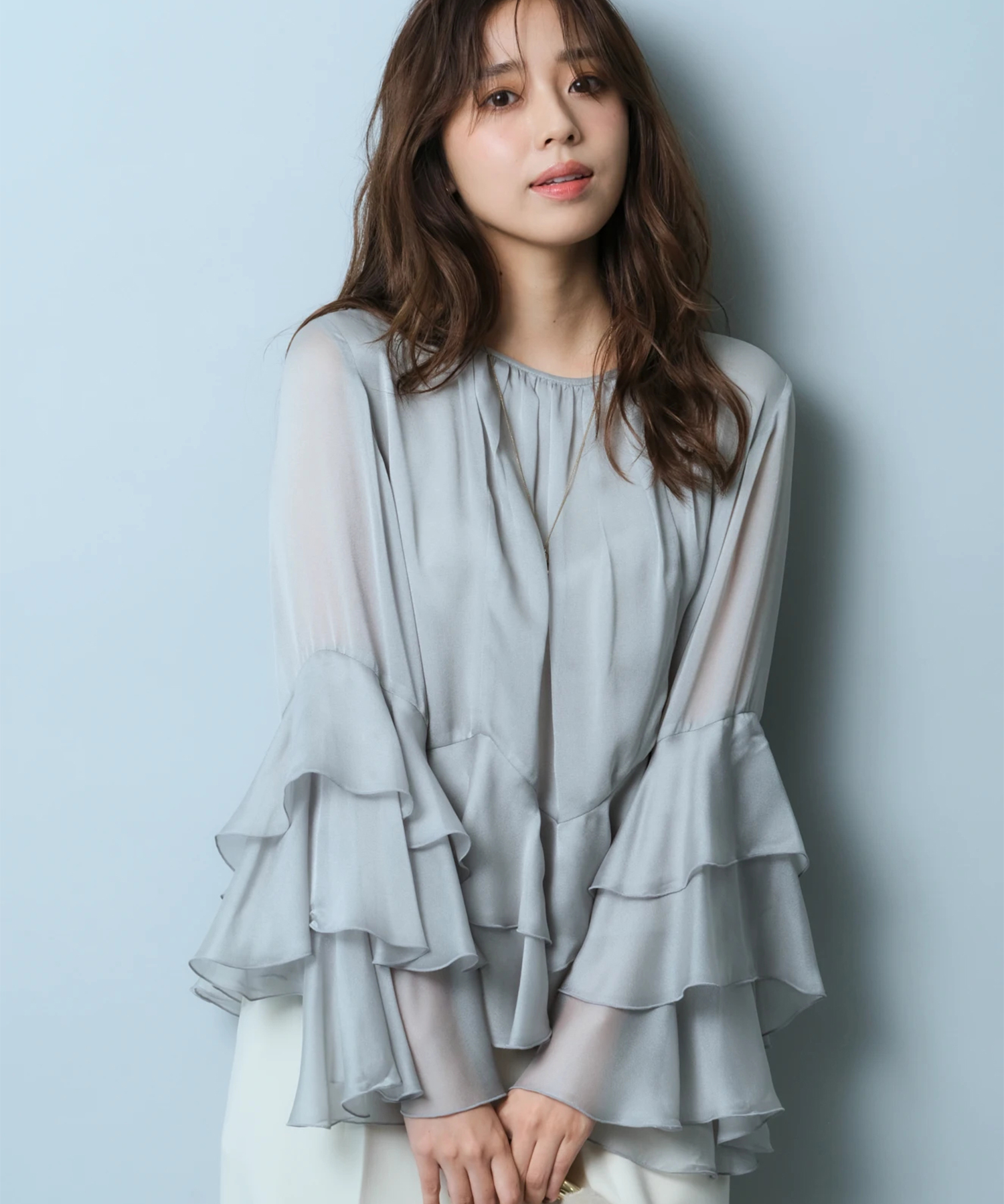 新品JUSGLITTY 【Arpege story限定】シアーショートシャツ