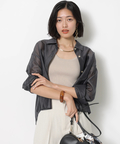 新品タグ付き　JUSGLITTY　シアーシャツ　ライトブルー　Sサイズ カラーシアーシャツ（シャツ/ブラウス）｜JUSGLITTY（ジャス