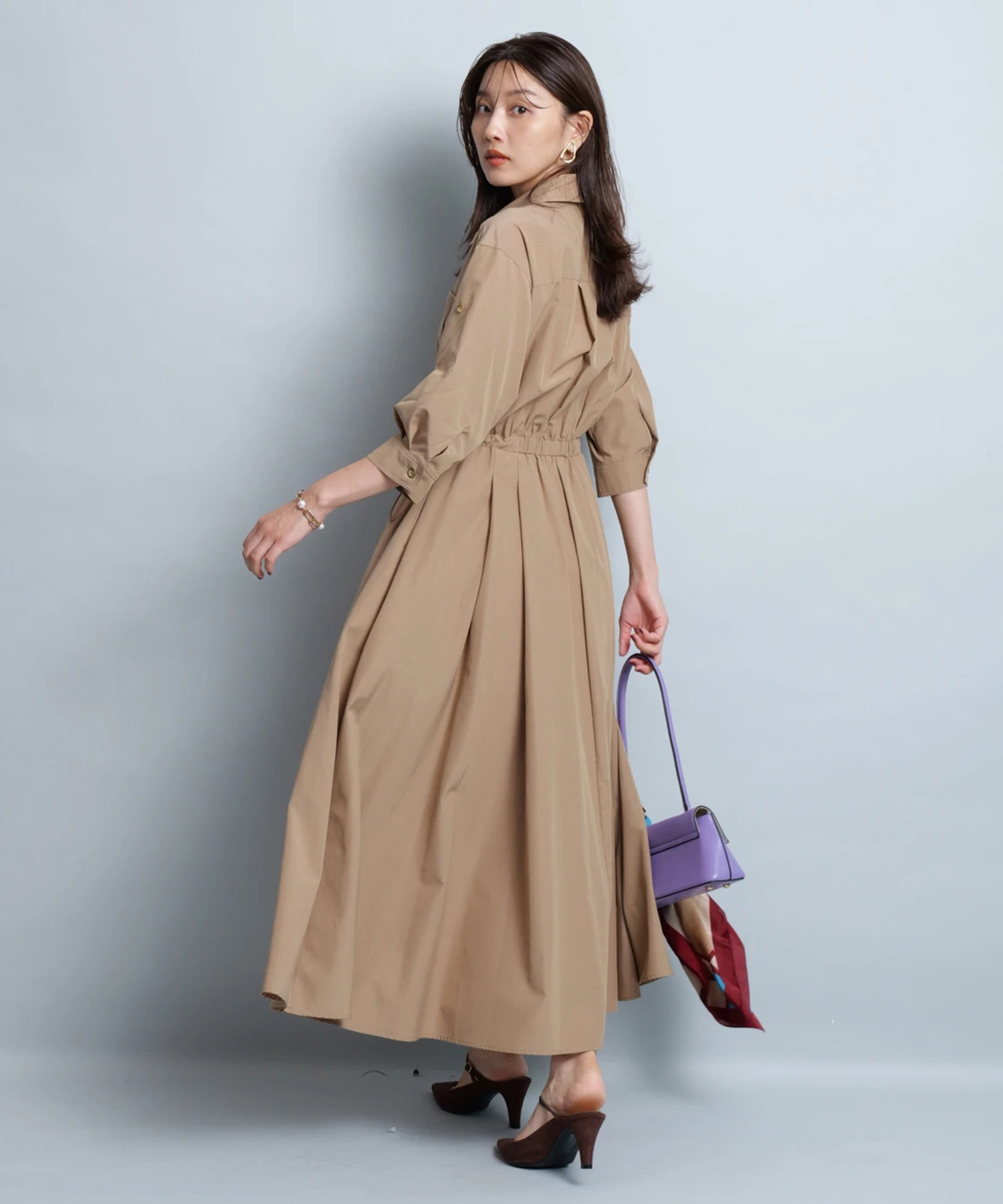 ジャスグリッティー♡シャツワンピース ジャスグリッティー JUSGLITTY シャーリングシャツワンピース