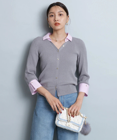 JUSGLITTY(ジャスグリッティー) |配色シャツカラーニット