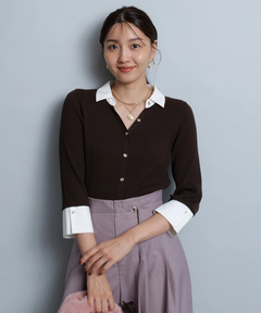 JUSGLITTY(ジャスグリッティー) |配色シャツカラーニット