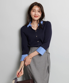 JUSGLITTY(ジャスグリッティー) |配色シャツカラーニット