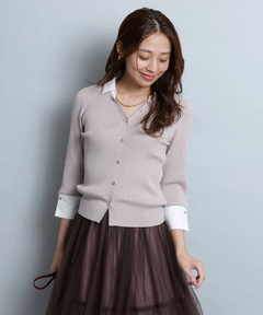 JUSGLITTY(ジャスグリッティー) |配色シャツカラーニット