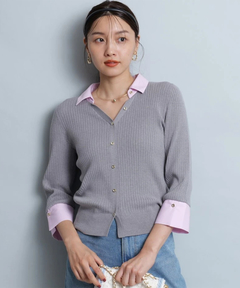 JUSGLITTY(ジャスグリッティー) |配色シャツカラーニット