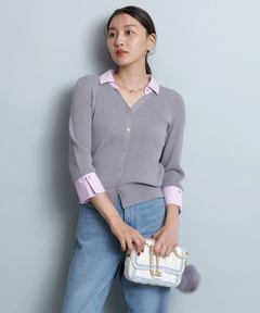 JUSGLITTY(ジャスグリッティー) |配色シャツカラーニット