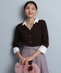 JUSGLITTY(ジャスグリッティー) |配色シャツカラーニット