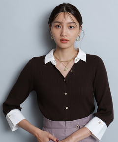 JUSGLITTY(ジャスグリッティー) |配色シャツカラーニット