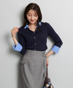 JUSGLITTY(ジャスグリッティー) |配色シャツカラーニット